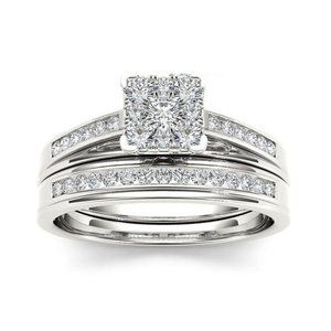 💝 Double Layer Princess Cut Gems Square Zircon Rings for Women, EVGG1256